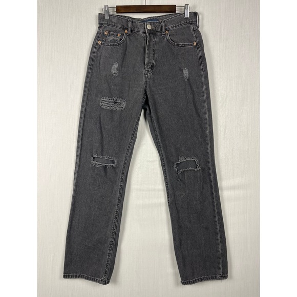 Aeropostale Denim - Aeropostale 90s Baggy Jeans Womens 4 Gray Button Fly Distressed Grunge Denim